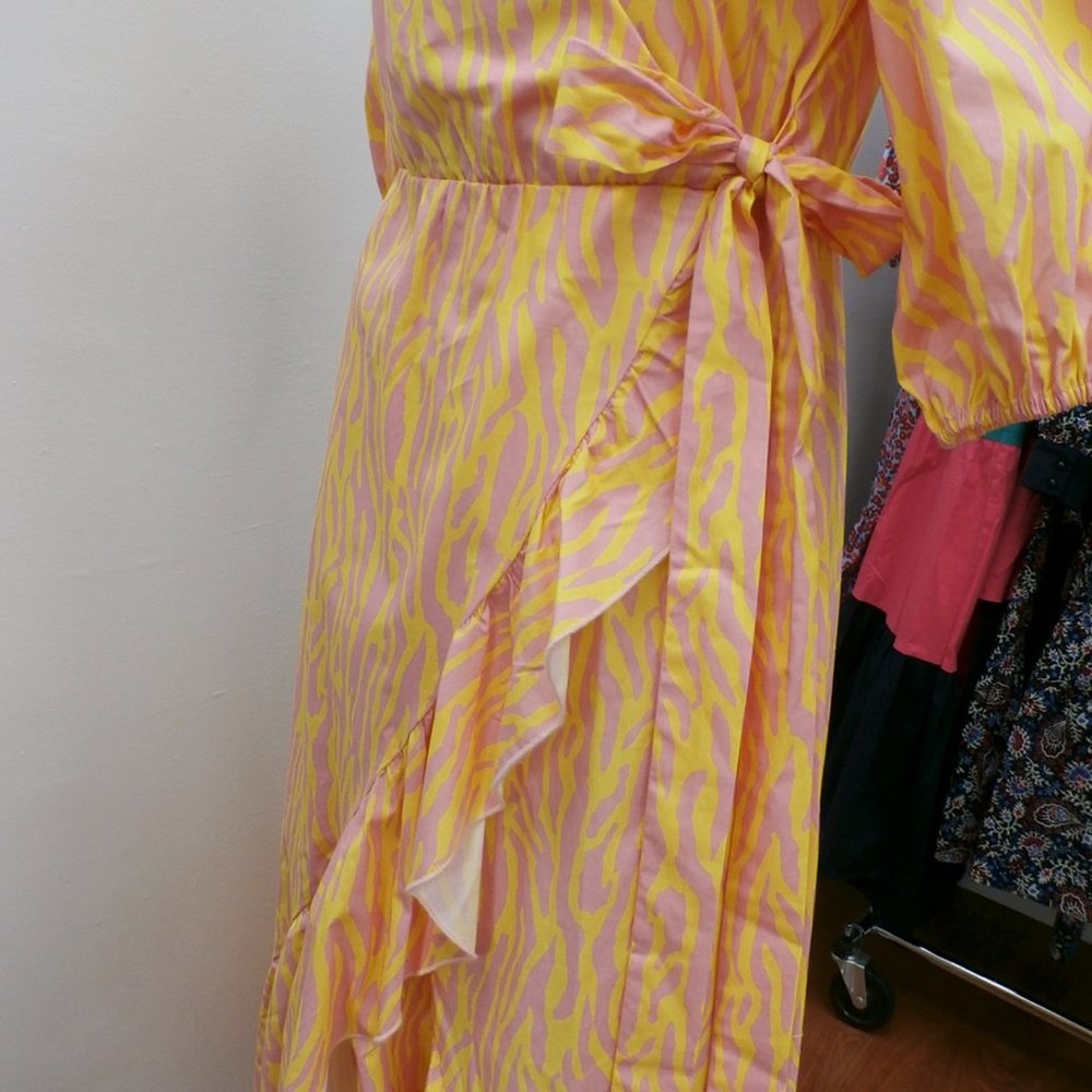 Zebra Print Ruffle Hem Wrap Dress (Sample) - Picture 5 of 5